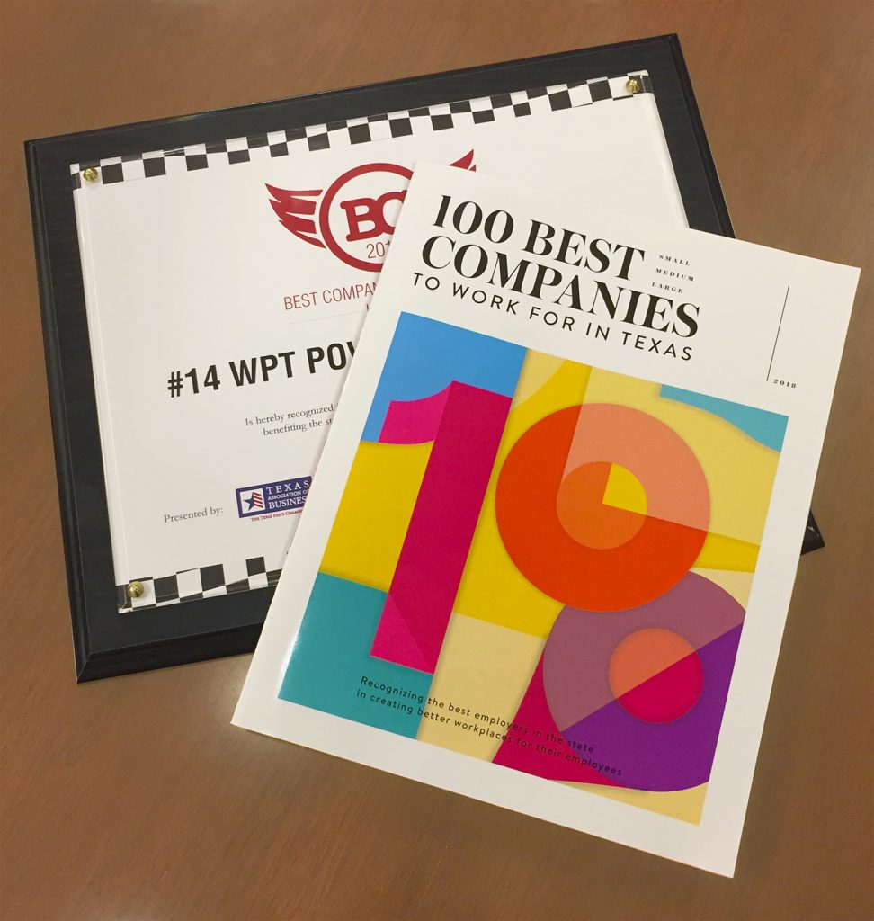 WPT Power 100 best companies award